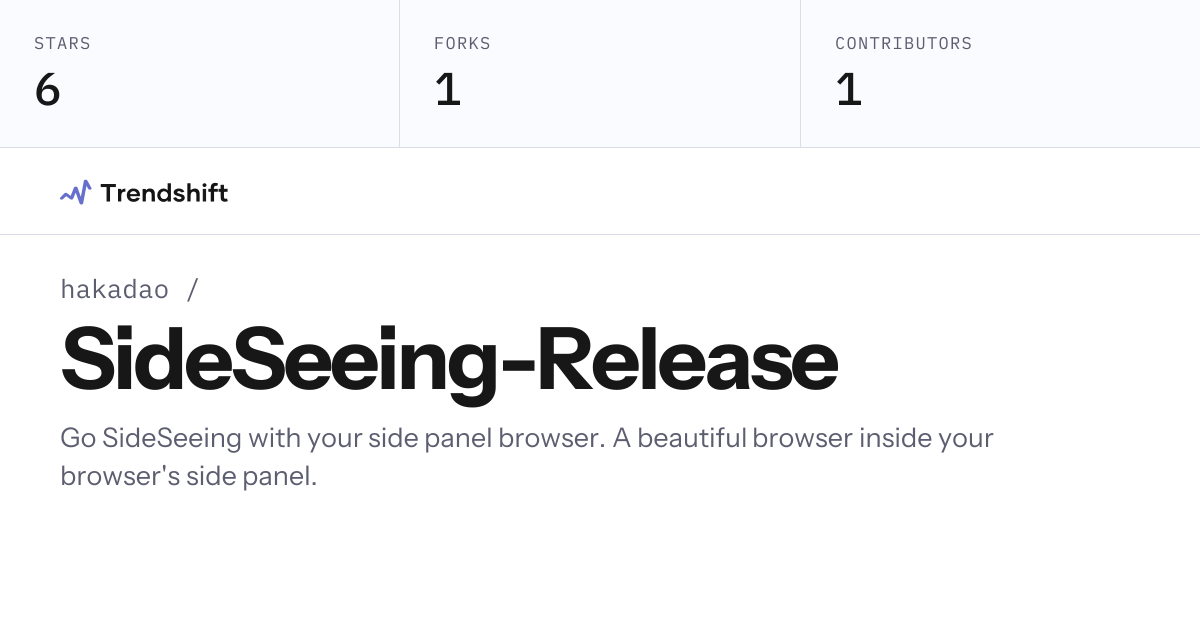 hakadao/SideSeeing-Release — GitHub trending stats & insights | Trendshift