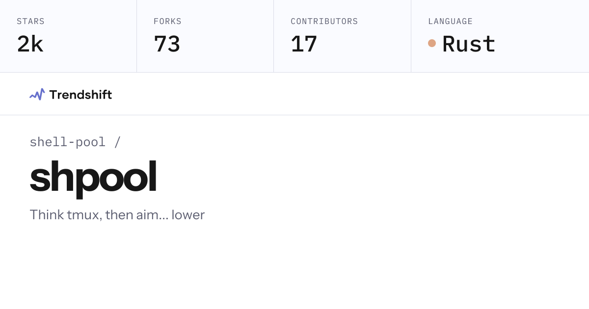 shell-pool/shpool — GitHub trending stats & insights | Trendshift