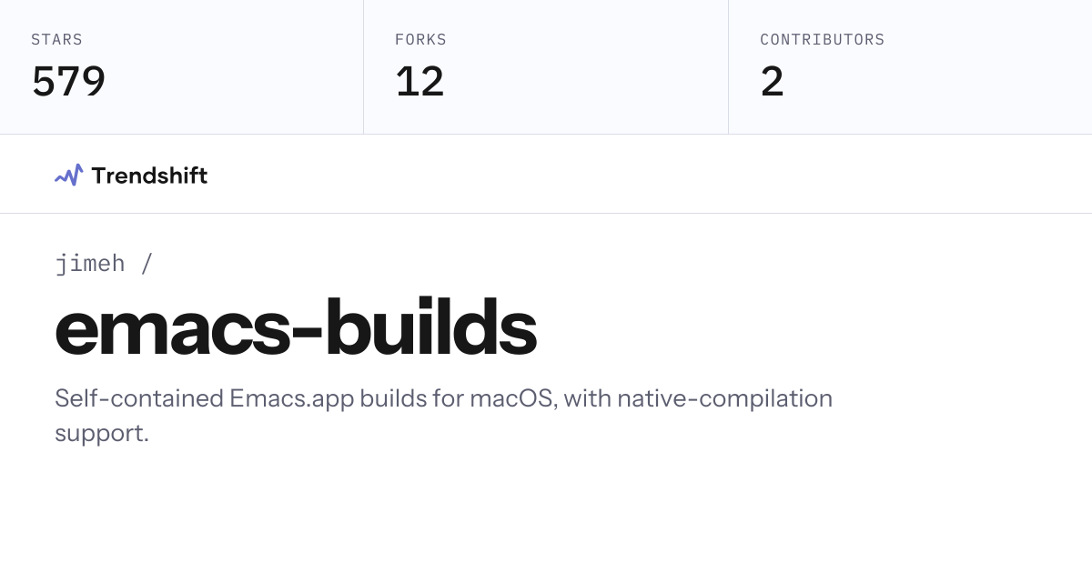 jimeh/emacs-builds — GitHub trending stats & insights | Trendshift