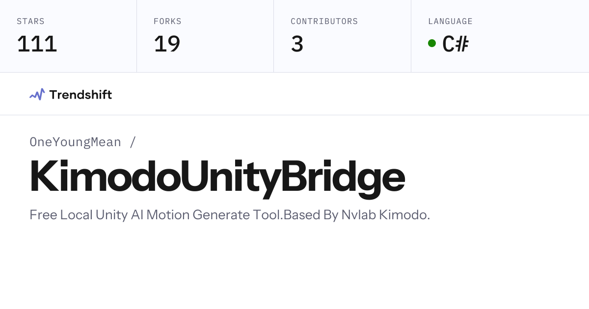 OneYoungMean/KimodoUnityBridge — GitHub trending stats & insights ...