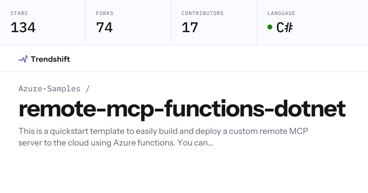 Azure-Samples/remote-mcp-functions-dotnet — GitHub trending stats ...