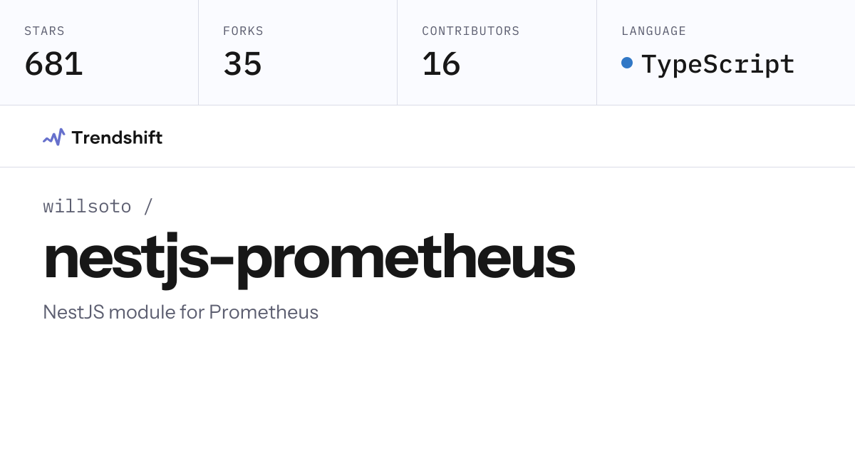 willsoto/nestjs-prometheus — GitHub trending stats & insights | Trendshift