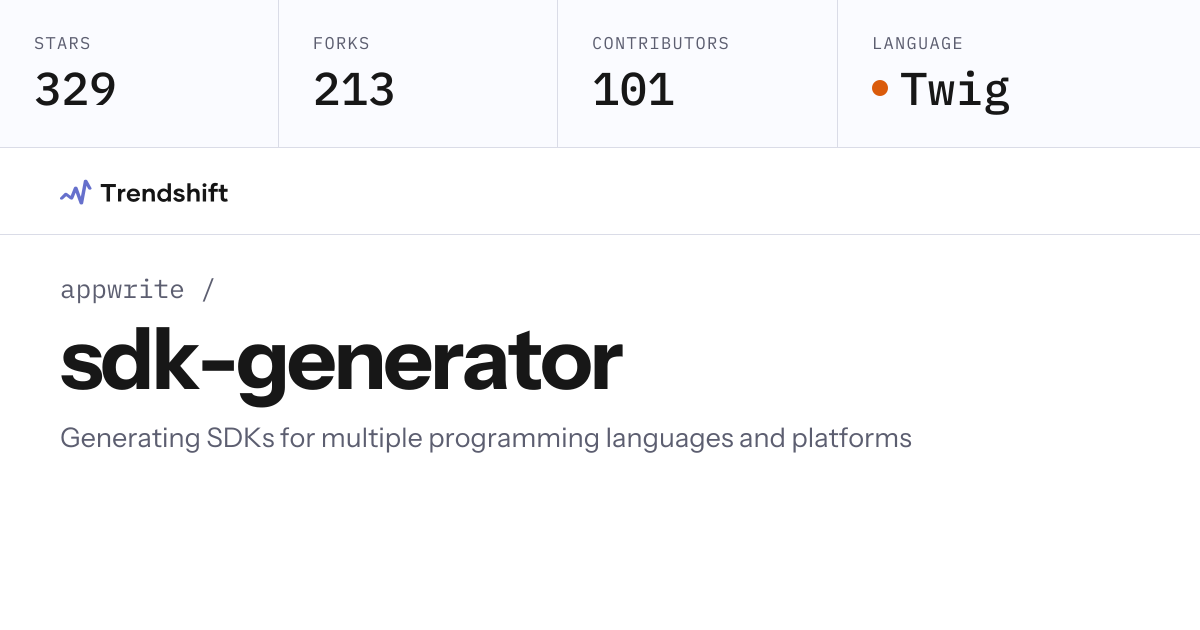 appwrite/sdk-generator — GitHub trending stats & insights | Trendshift