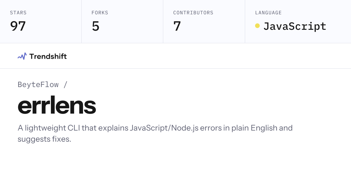 BeyteFlow/errlens — GitHub trending stats & insights | Trendshift