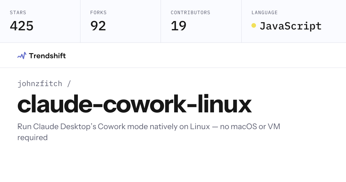 johnzfitch/claude-cowork-linux — GitHub trending stats & insights ...