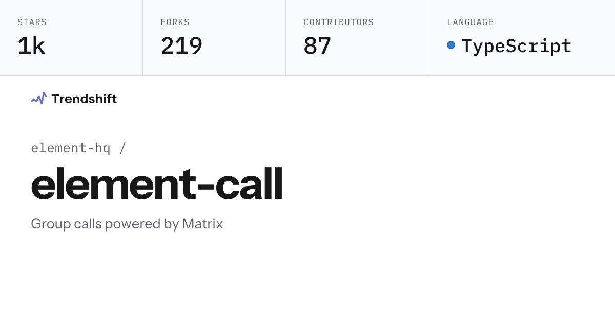 element-hq/element-call — GitHub trending stats & insights | Trendshift