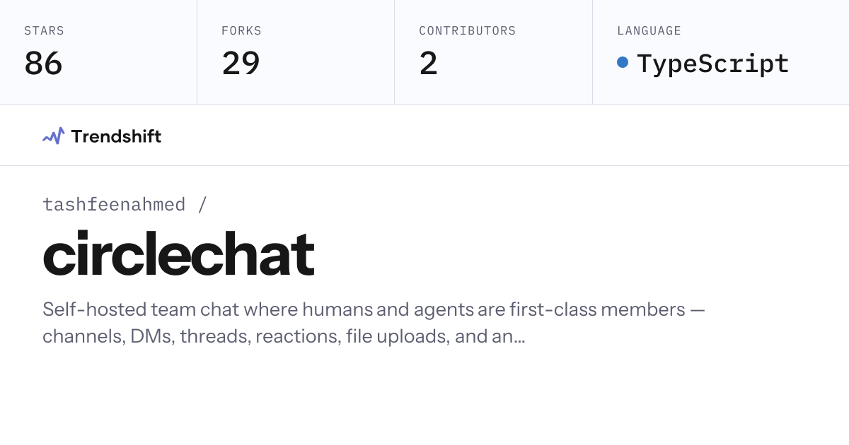 tashfeenahmed/circlechat — GitHub trending stats & insights | Trendshift
