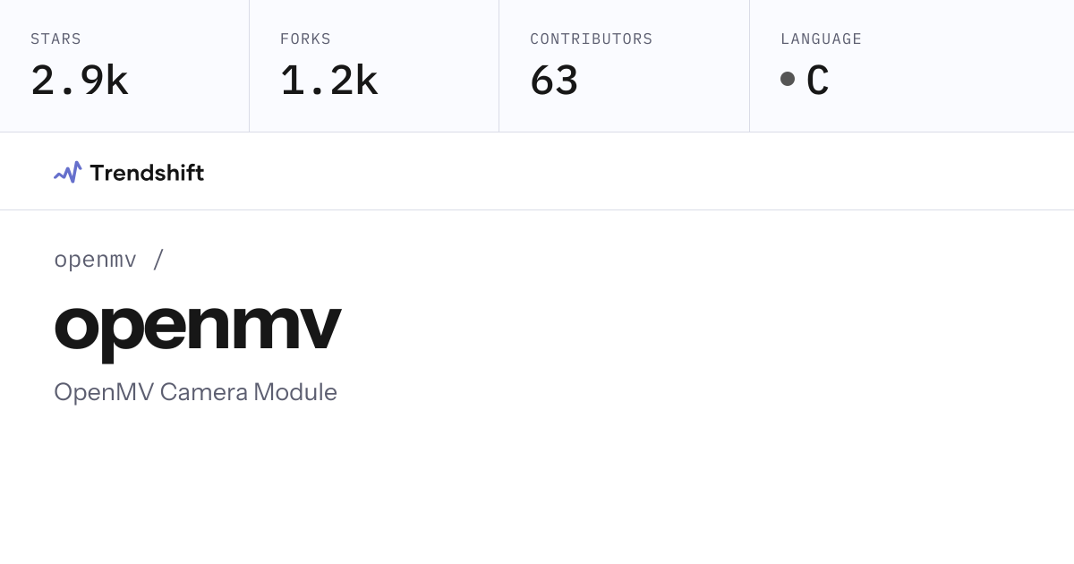 openmv/openmv — GitHub trending stats & insights | Trendshift