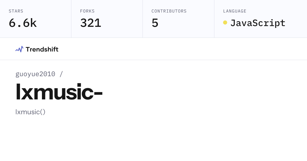 guoyue2010/lxmusic- — GitHub trending stats & insights | Trendshift
