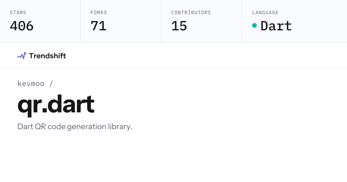 kevmoo/qr.dart — GitHub trending stats & insights | Trendshift