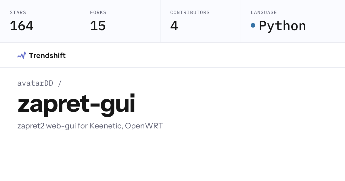 avatarDD/zapret-gui — GitHub trending stats & insights | Trendshift