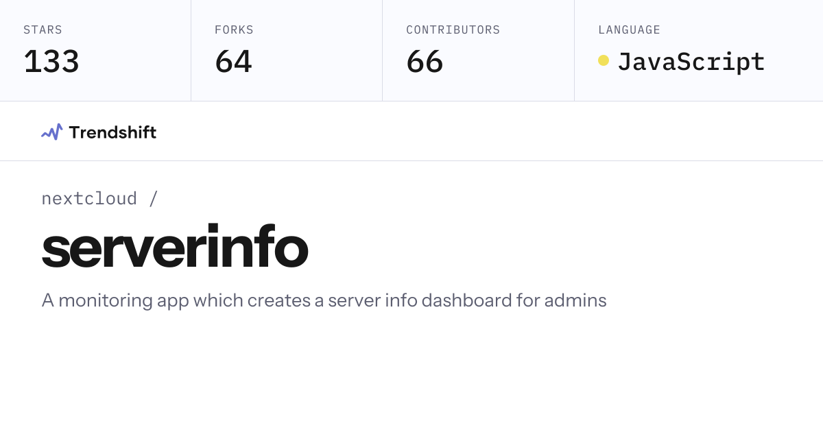 nextcloud/serverinfo — GitHub trending stats & insights | Trendshift