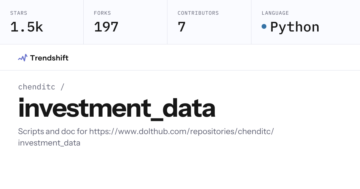 chenditc/investment_data — GitHub trending stats & insights | Trendshift