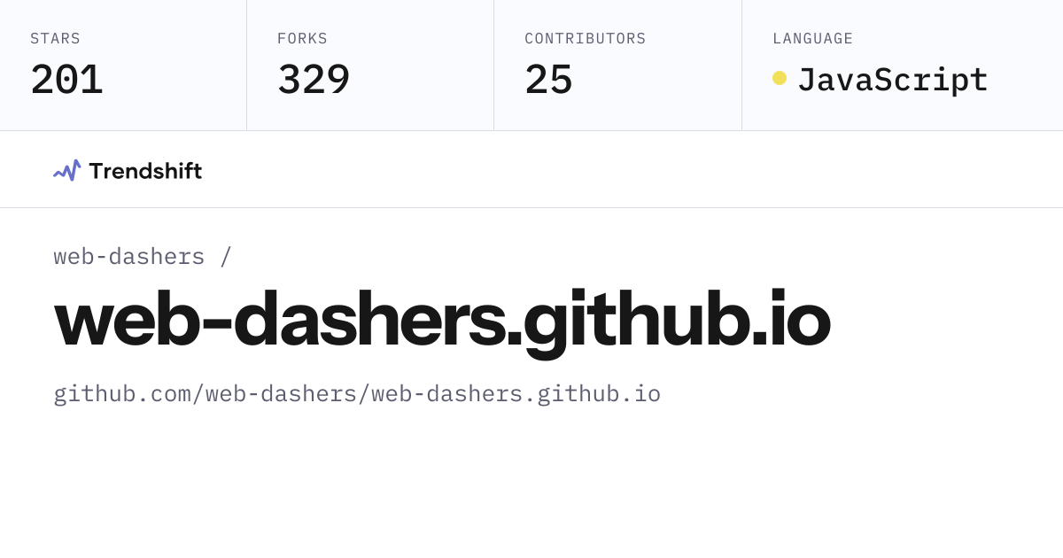 web-dashers/web-dashers.github.io — GitHub trending stats & insights ...