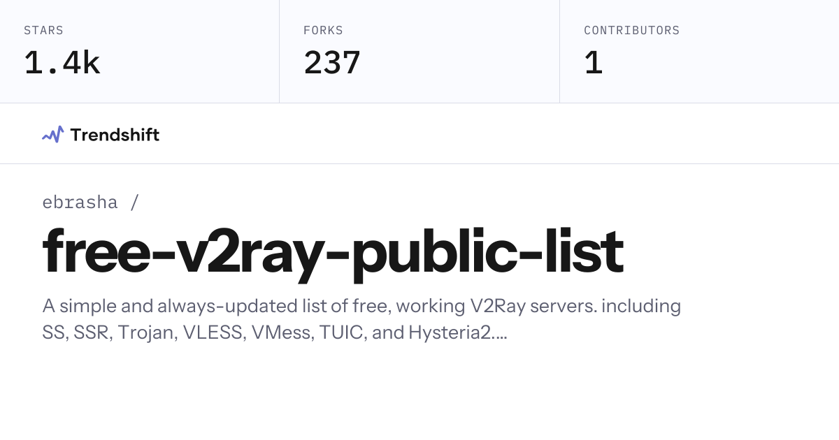 ebrasha/free-v2ray-public-list — GitHub trending stats & insights ...