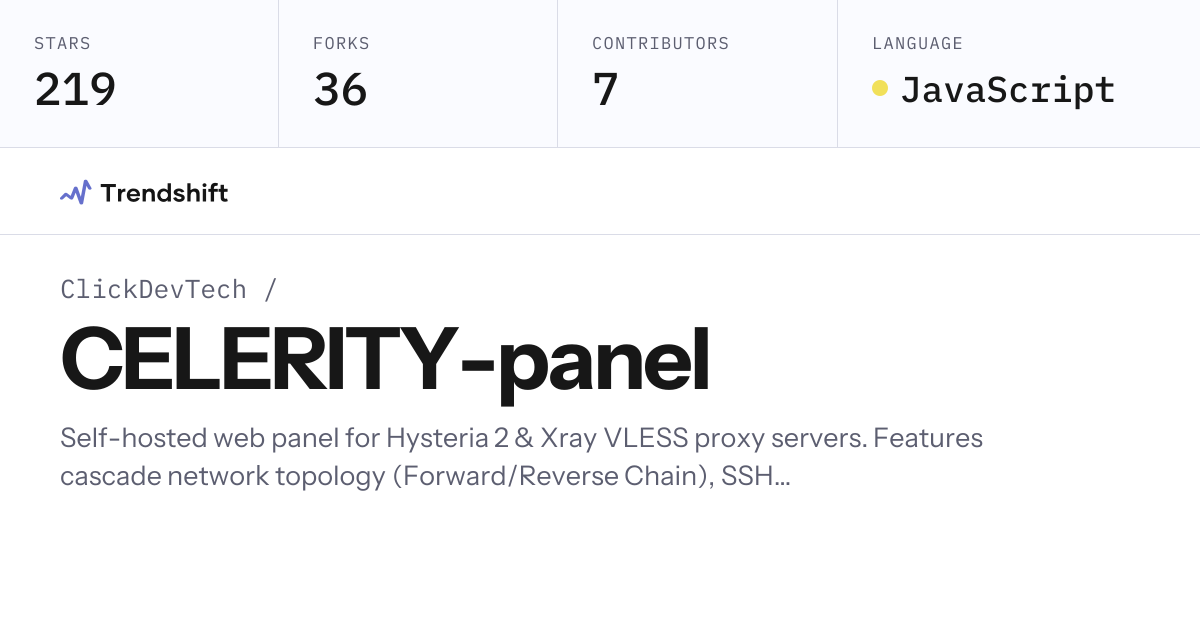 ClickDevTech/CELERITY-panel — GitHub trending stats & insights | Trendshift