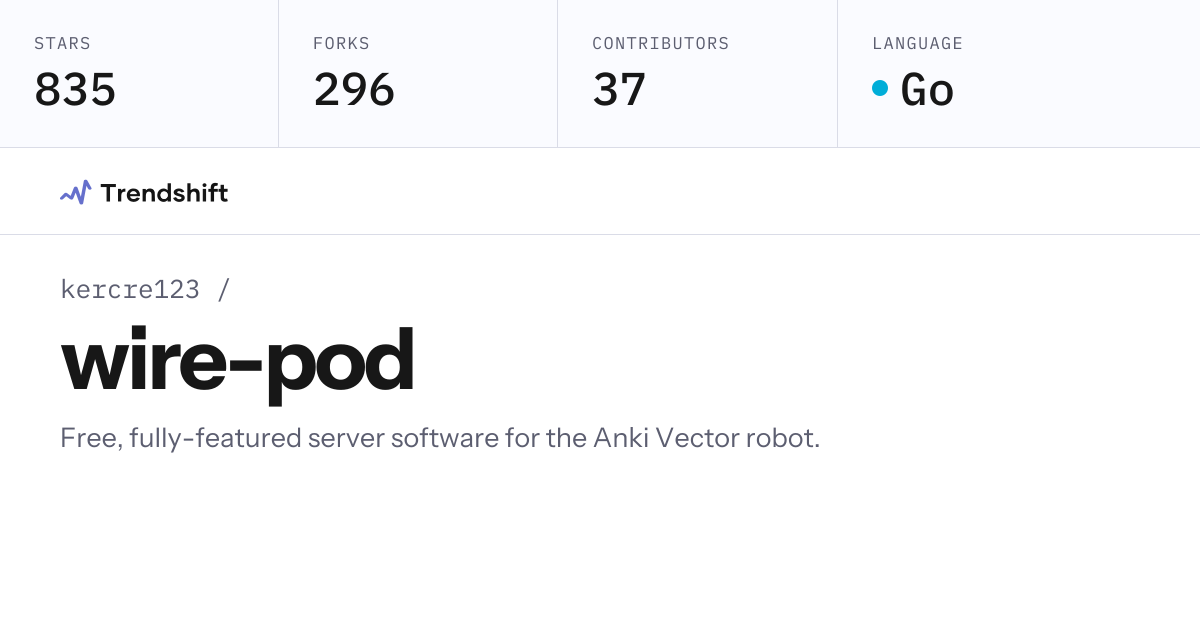 kercre123/wire-pod — GitHub trending stats & insights | Trendshift