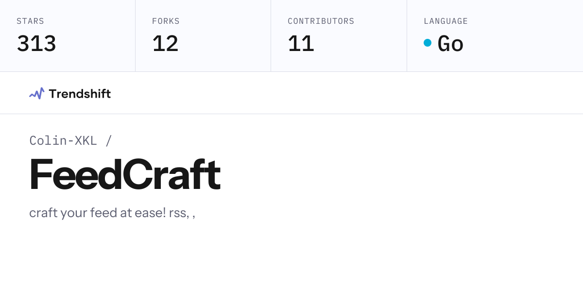 Colin-XKL/FeedCraft — GitHub trending stats & insights | Trendshift