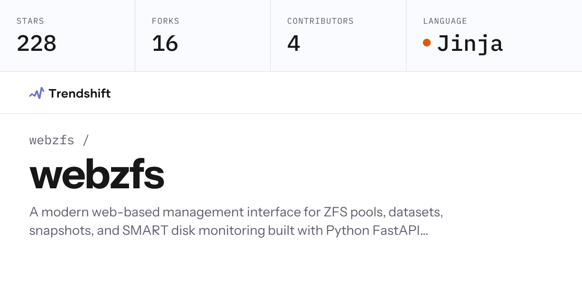 webzfs/webzfs — GitHub trending stats & insights | Trendshift
