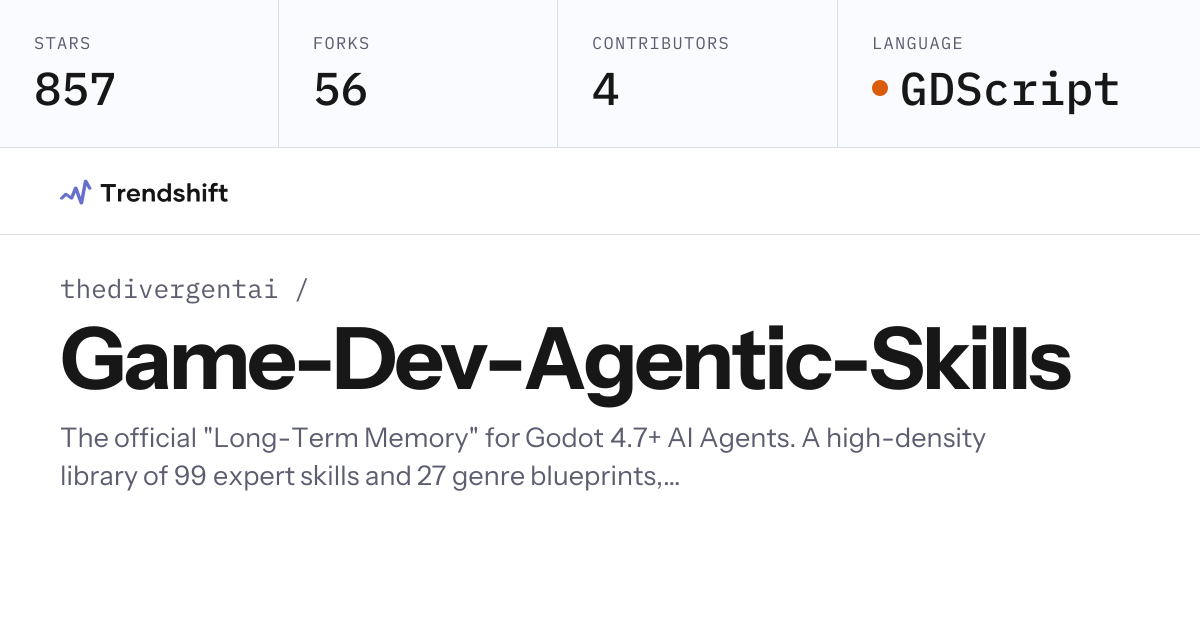 thedivergentai/Game-Design-Agentic-Skills — GitHub trending stats ...