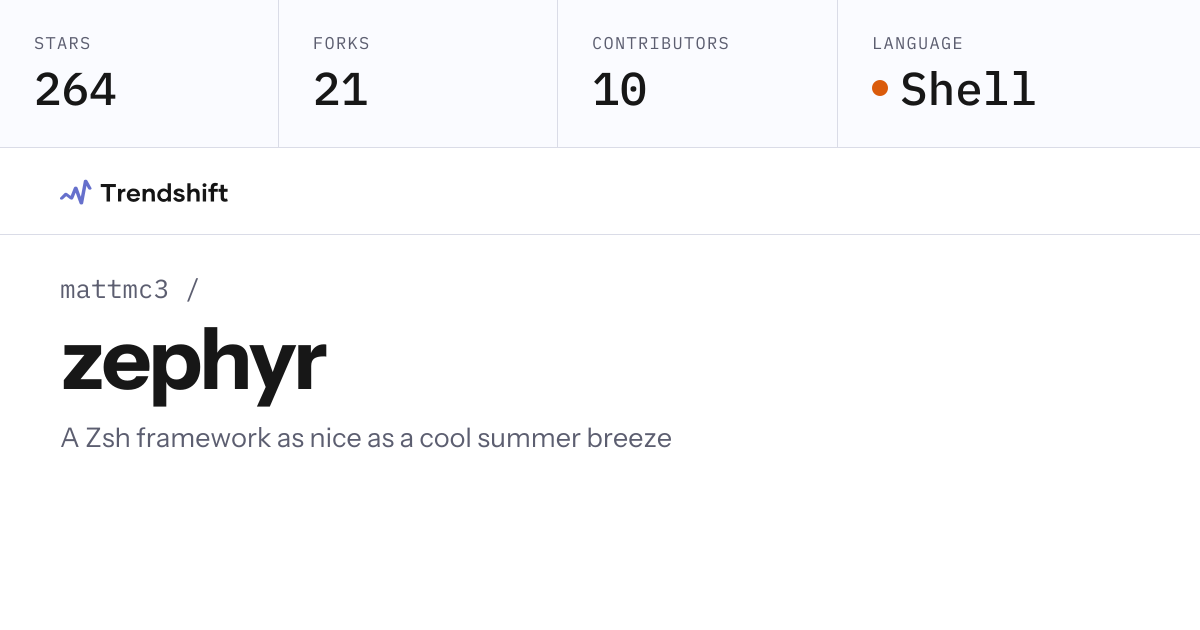 mattmc3/zephyr — GitHub trending stats & insights | Trendshift