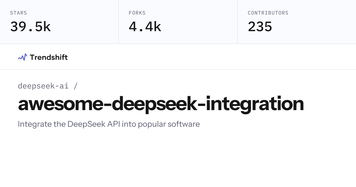 deepseek-ai/awesome-deepseek-integration — GitHub trending stats ...
