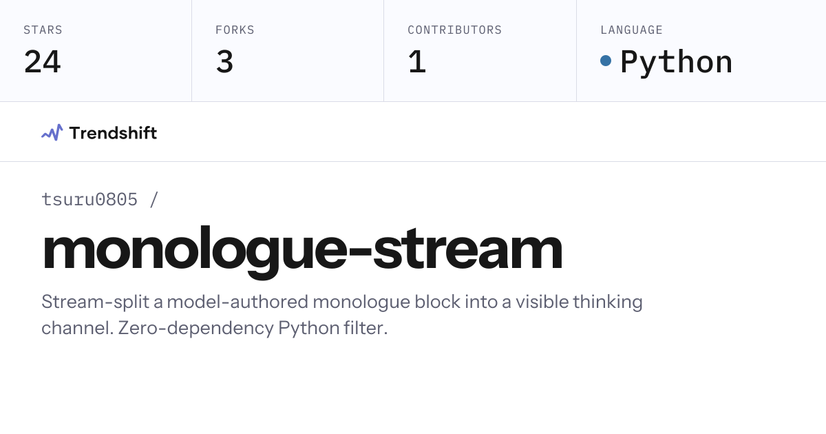 tsuru0805/monologue-stream — GitHub trending stats & insights | Trendshift