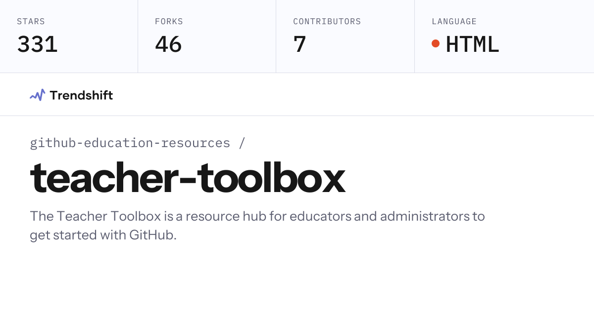 github-education-resources/teacher-toolbox — GitHub trending stats ...