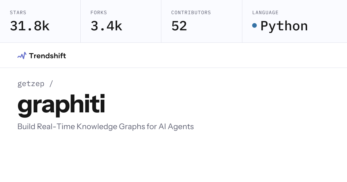 getzep/graphiti — GitHub trending stats & insights | Trendshift