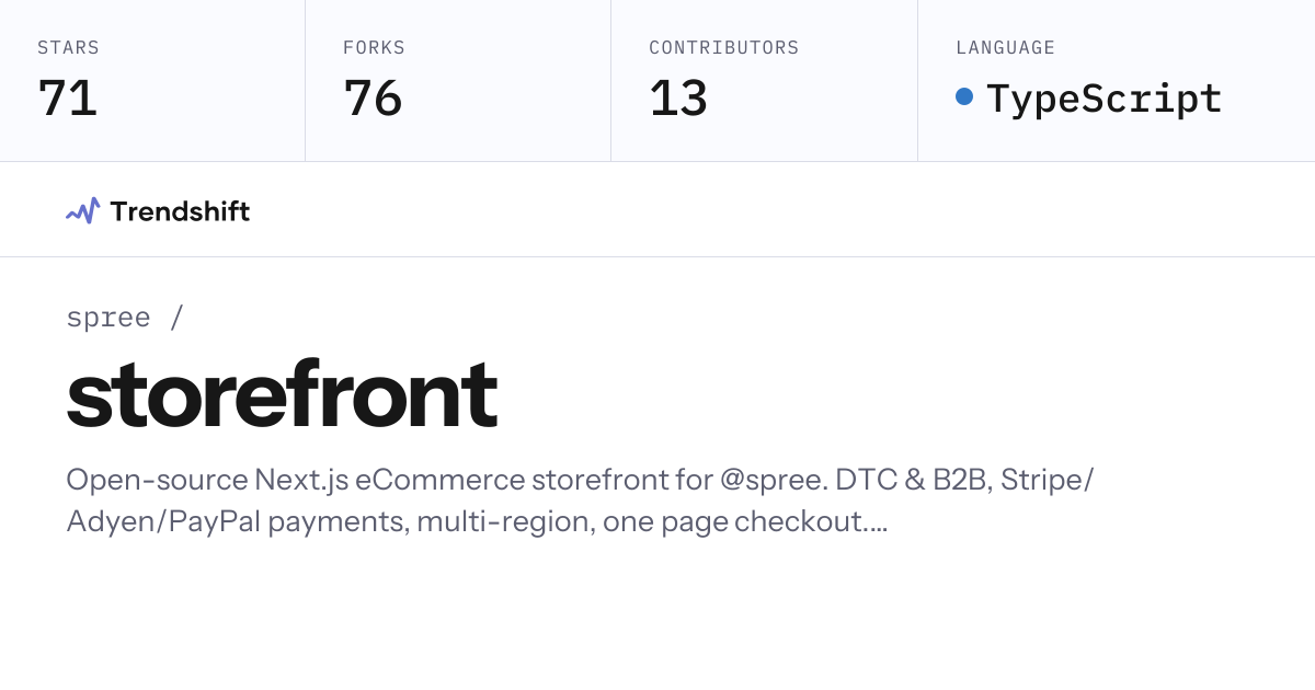 spree/storefront — GitHub trending stats & insights | Trendshift