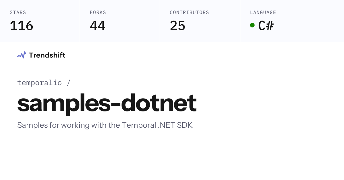 temporalio/samples-dotnet — GitHub trending stats & insights | Trendshift