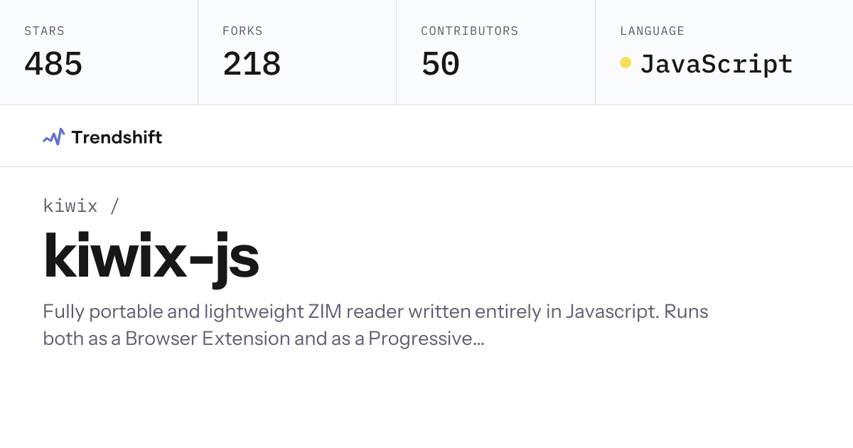 kiwix/kiwix-js — GitHub trending stats & insights | Trendshift
