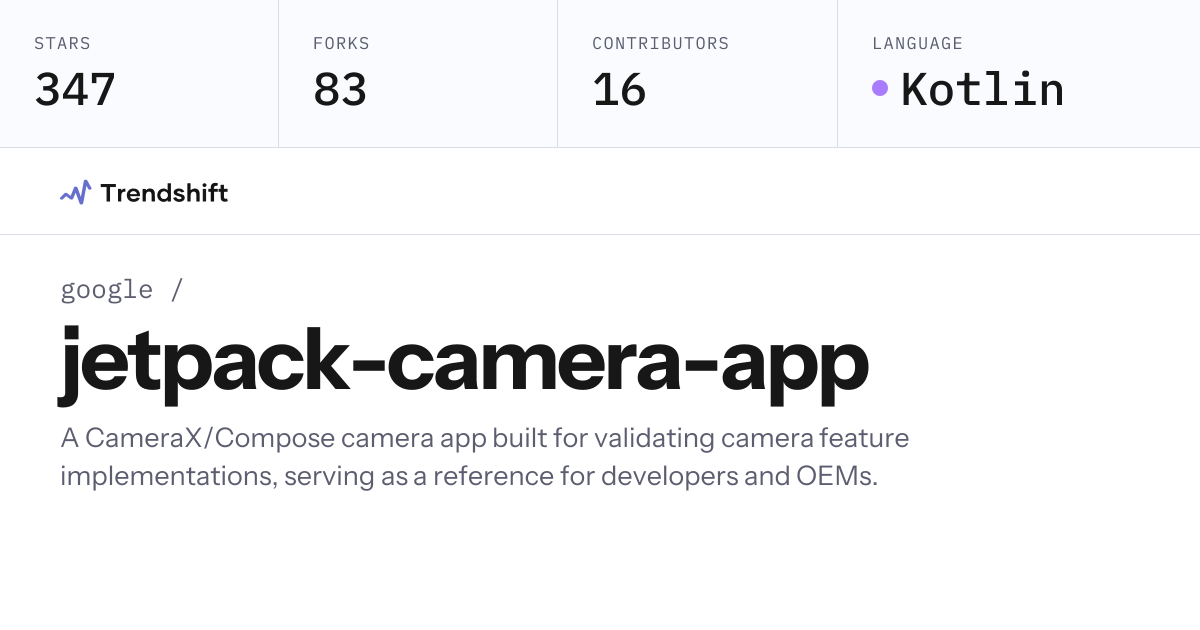 google/jetpack-camera-app — GitHub trending stats & insights | Trendshift