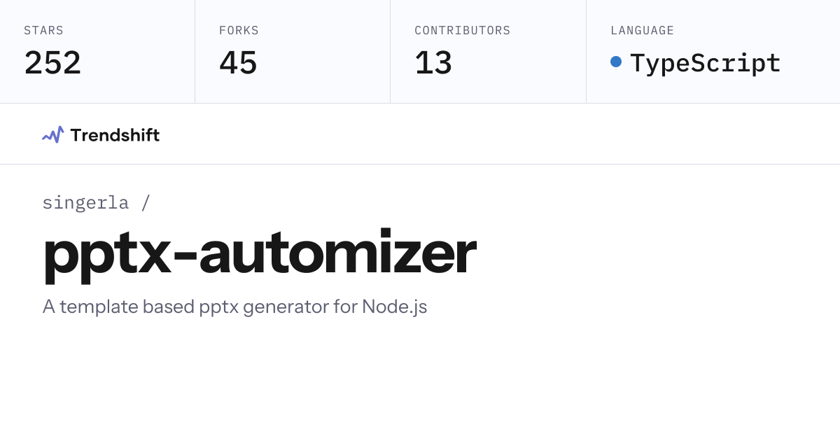 singerla/pptx-automizer — GitHub trending stats & insights | Trendshift