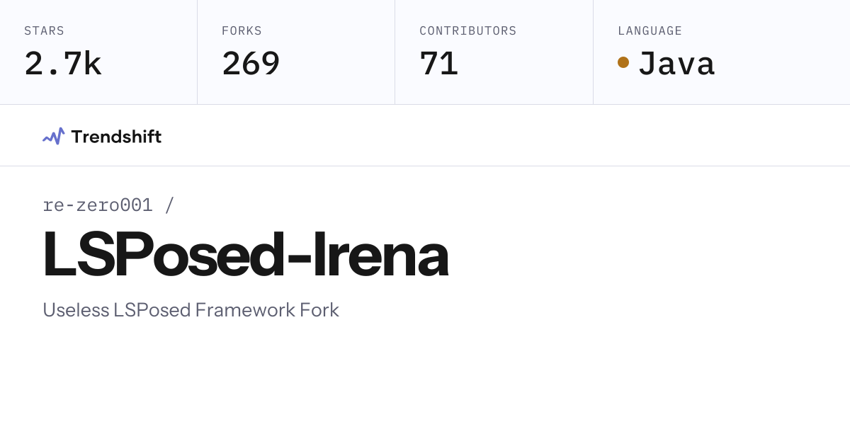 re-zero001/LSPosed-Irena — GitHub trending stats & insights | Trendshift