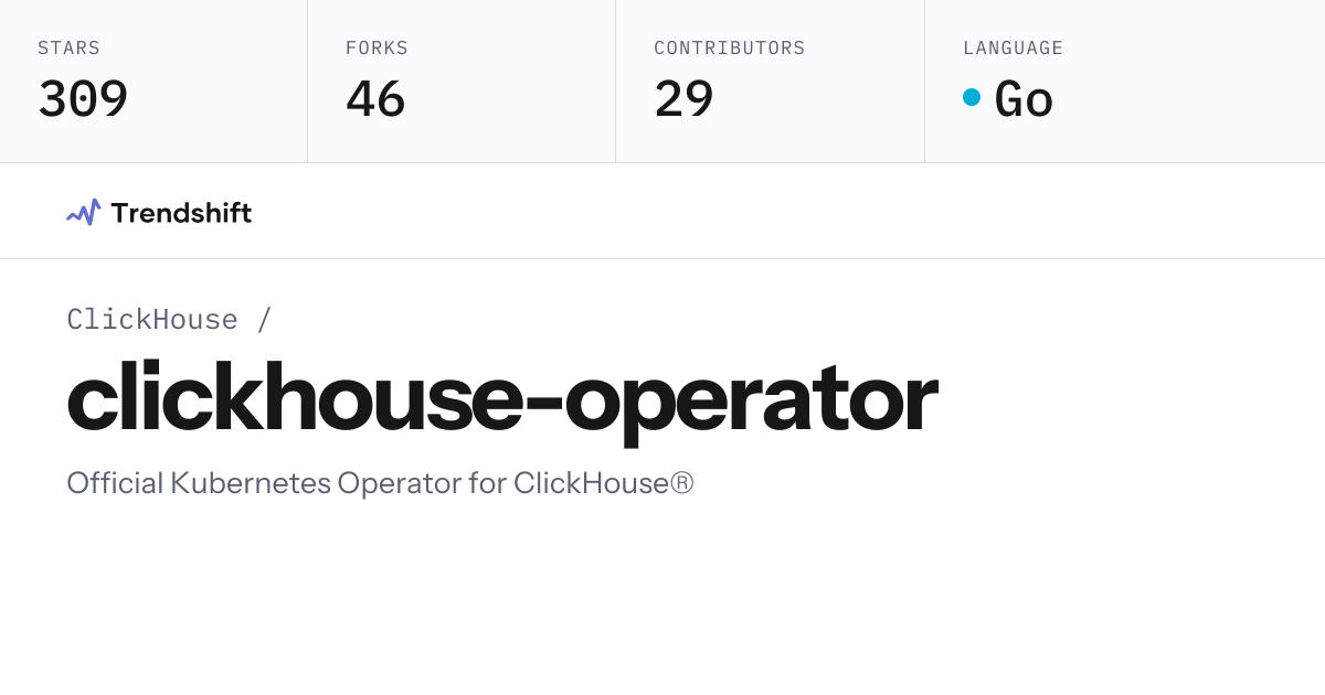 ClickHouse/clickhouse-operator — GitHub trending stats & insights ...