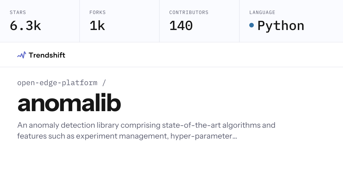 open-edge-platform/anomalib — GitHub trending stats & insights | Trendshift