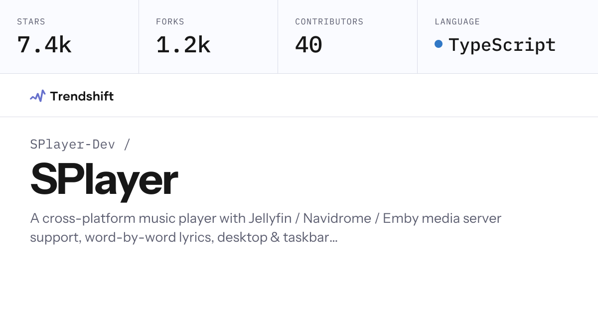 SPlayer-Dev/SPlayer — GitHub trending stats & insights | Trendshift