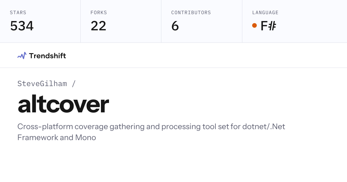 SteveGilham/altcover — GitHub trending stats & insights | Trendshift