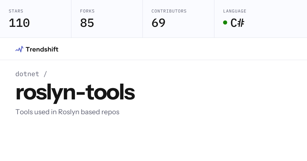 dotnet/roslyn-tools — GitHub trending stats & insights | Trendshift