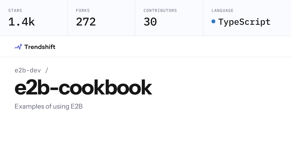 e2b-dev/e2b-cookbook — GitHub trending stats & insights | Trendshift