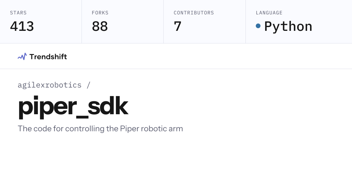 agilexrobotics/piper_sdk — GitHub trending stats & insights | Trendshift