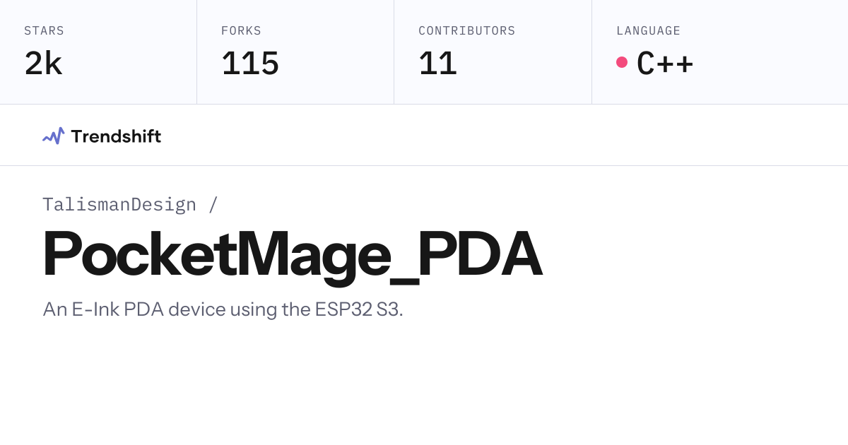 TalismanDesign/PocketMage_PDA — GitHub trending stats & insights ...