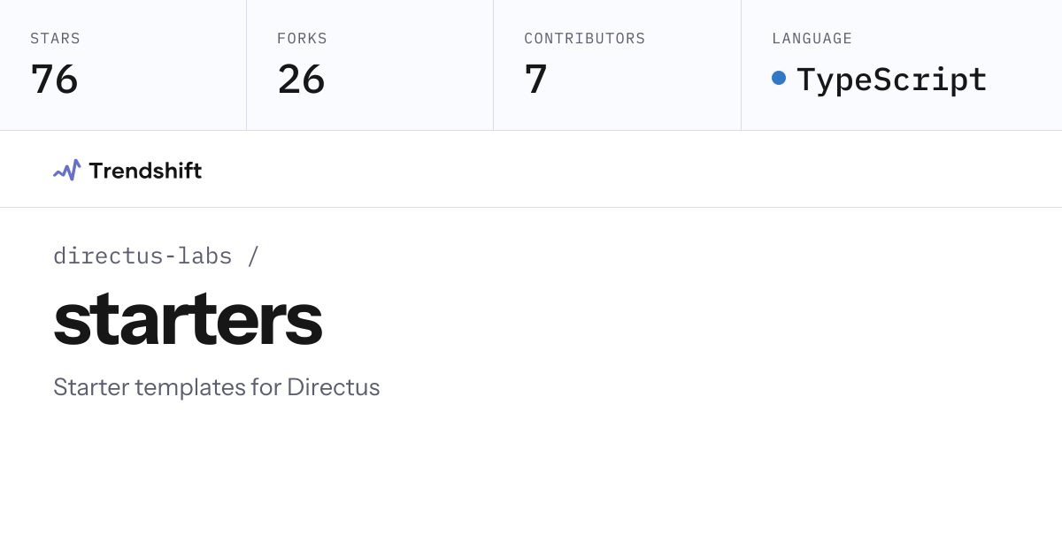 directus-labs/starters — GitHub trending stats & insights | Trendshift