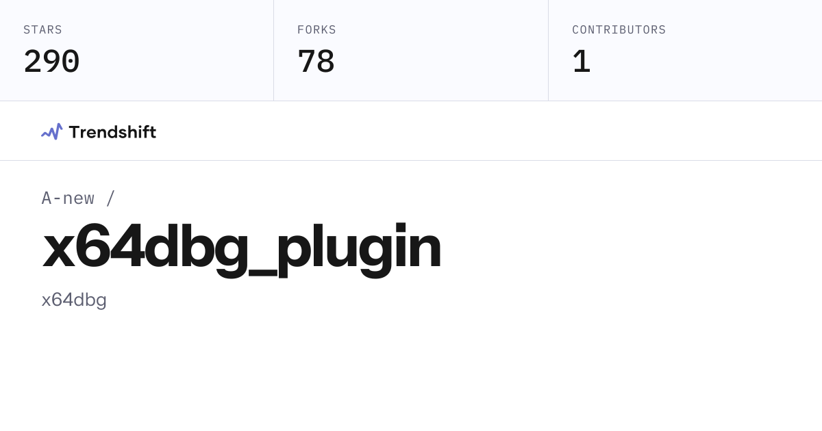 A-new/x64dbg_plugin — GitHub trending stats & insights | Trendshift