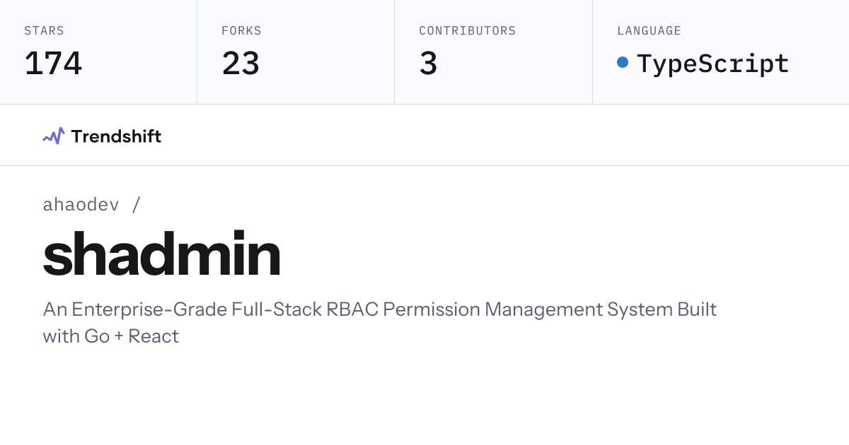 ahaodev/shadmin — GitHub trending stats & insights | Trendshift