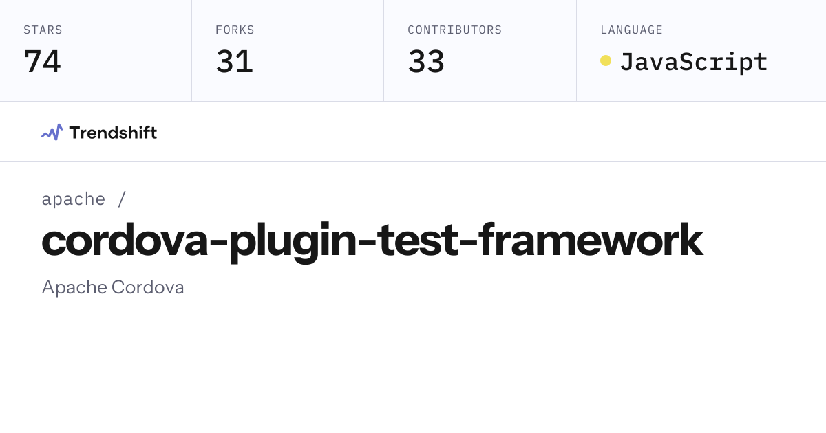 apache/cordova-plugin-test-framework — GitHub trending stats & insights ...