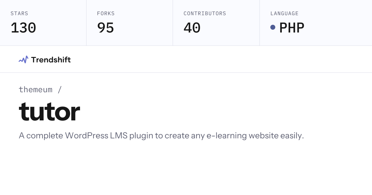 themeum/tutor — GitHub trending stats & insights | Trendshift