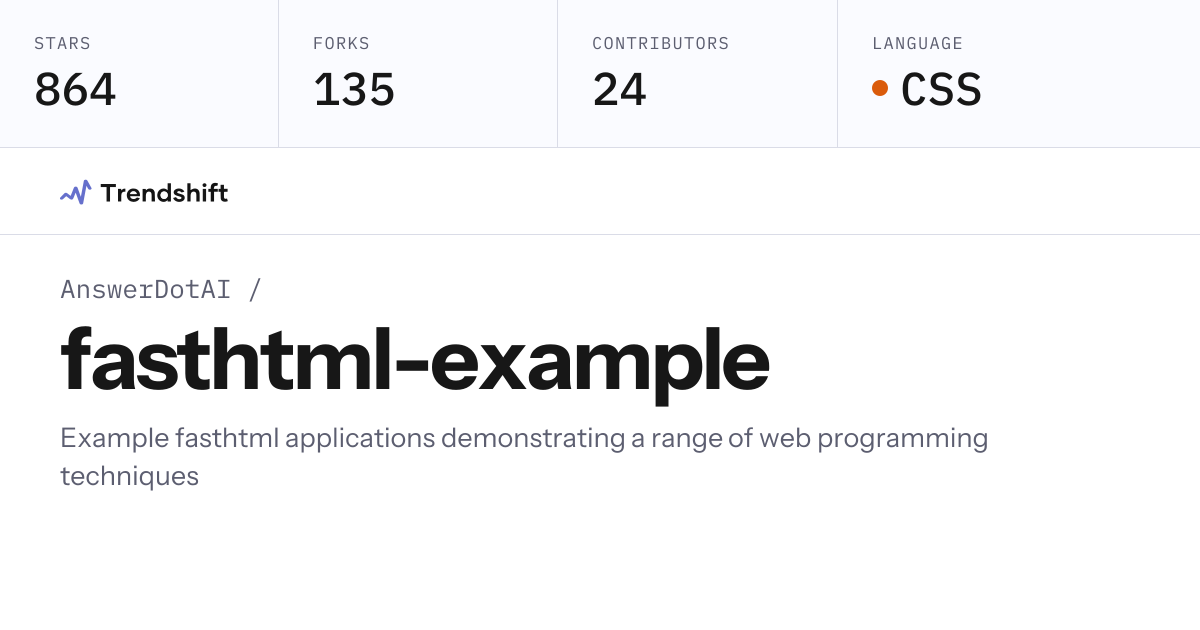 AnswerDotAI/fasthtml-example — GitHub trending stats & insights ...