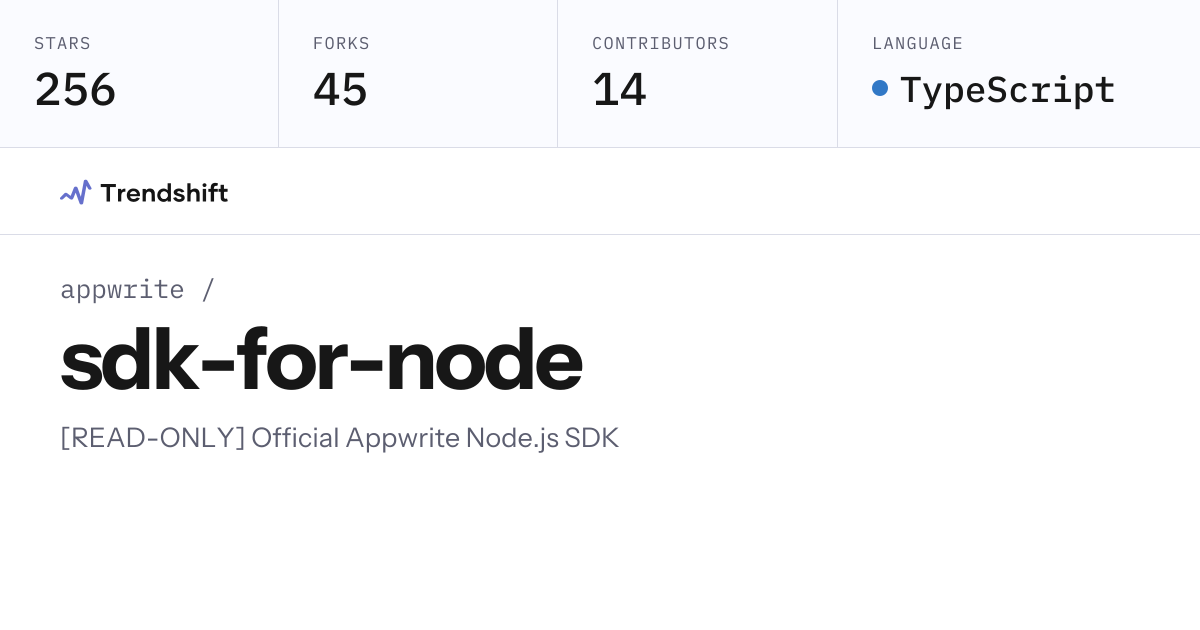 appwrite/sdk-for-node — GitHub trending stats & insights | Trendshift